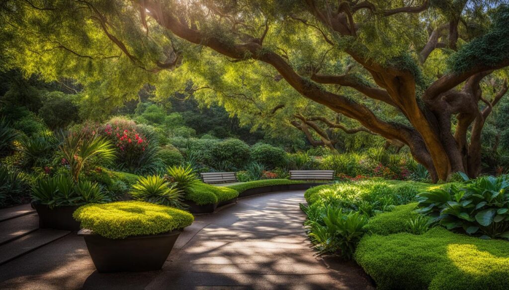 Peaceful walkways of the Royal Botanic Gardens Sydney
